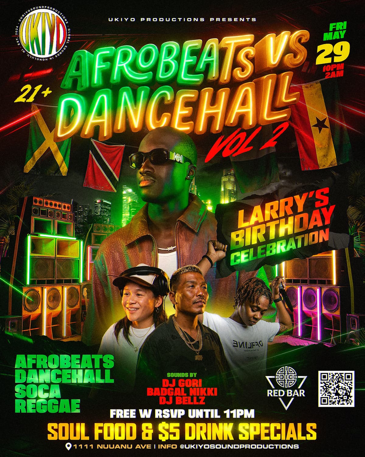 Flyer for Red Bar Hawaii