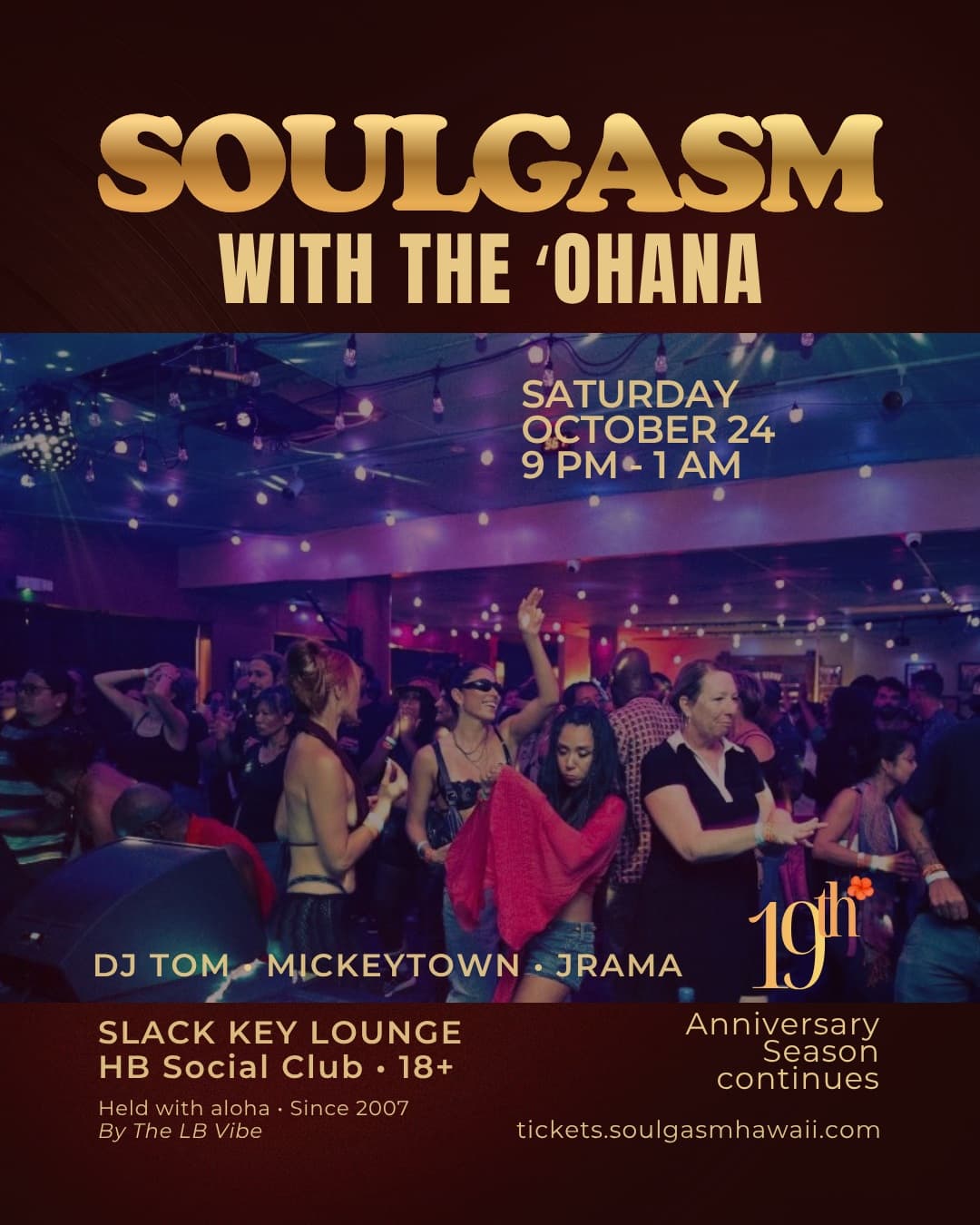 Flyer for Slack Key Lounge at HB Social Club