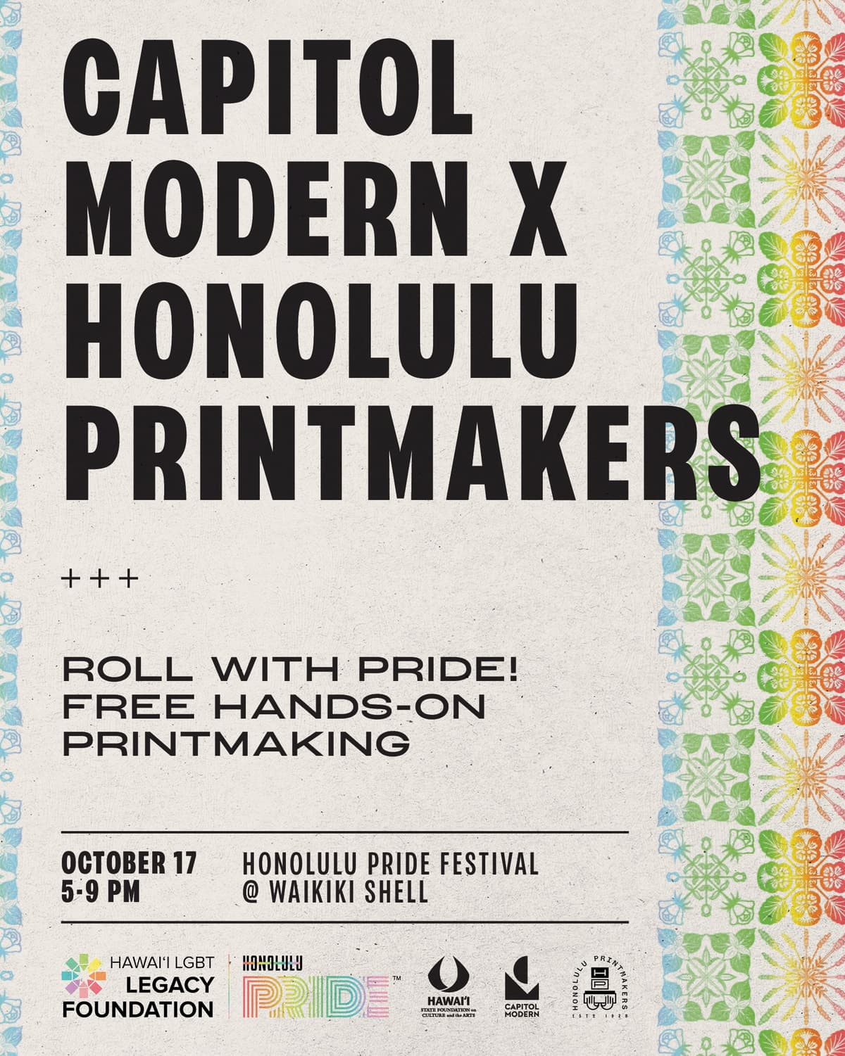Flyer for Honolulu Pride Festival at Tom Moffatt Waikīkī Shell & Diamond Head Greens